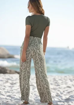 Lange Hosen|Buffalo Jerseyhose Khaki-Sand Bedruckt