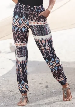 Lange Hosen|Buffalo Jerseyhose Schwarz-Bedruckt