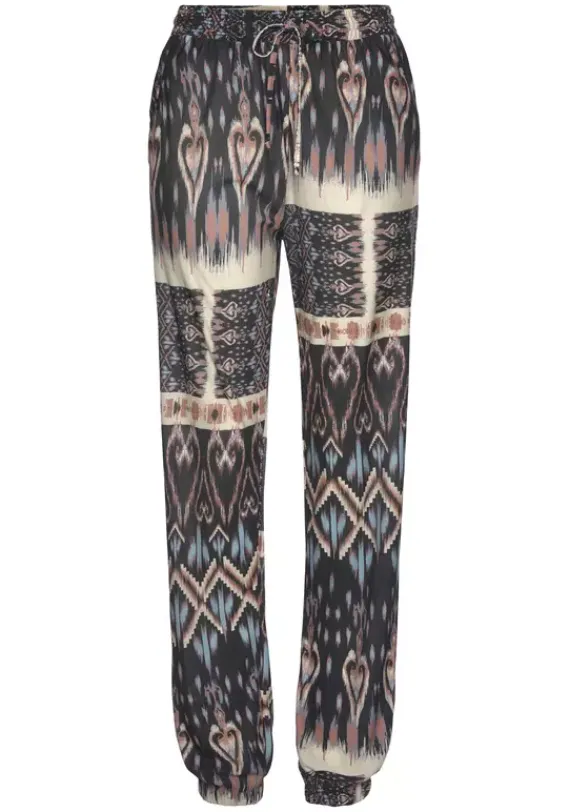 Lange Hosen|Buffalo Jerseyhose Schwarz-Bedruckt