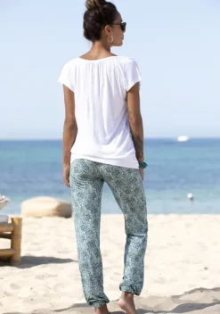 Lange Hosen|Vivance Jerseyhose Grun-Bedruckt