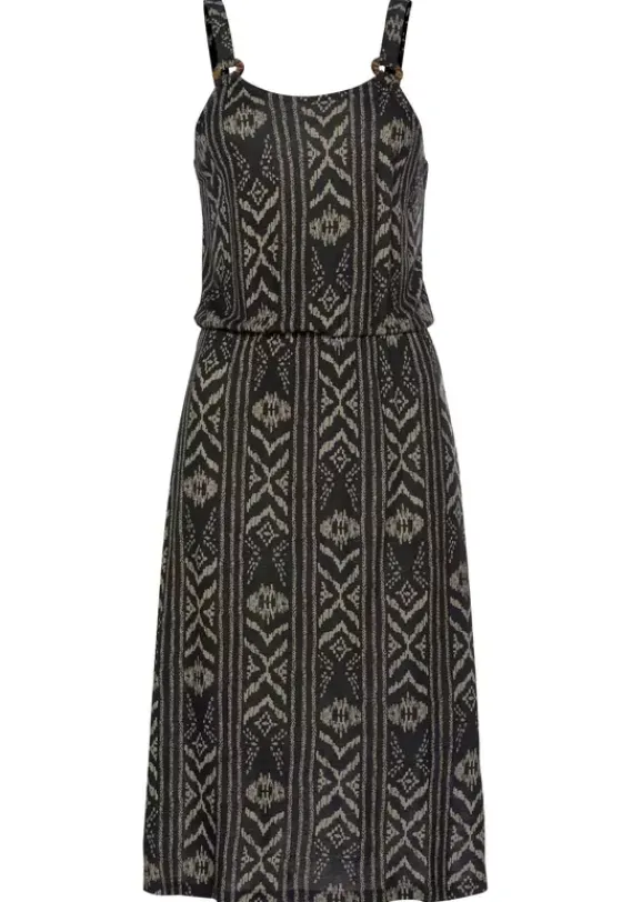 Strandkleider|LASCANA Jerseykleid Schwarz-Creme-Bedruckt