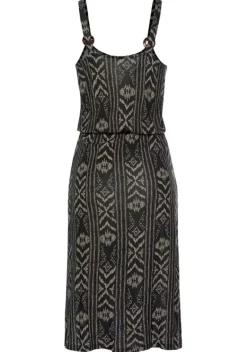 Strandkleider|LASCANA Jerseykleid Schwarz-Creme-Bedruckt