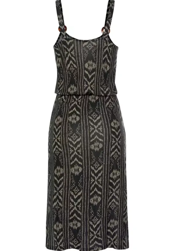 Strandkleider|LASCANA Jerseykleid Schwarz-Creme-Bedruckt