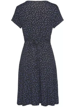Kurze Kleider|Vivance Jerseykleid Schwarz-Blau-Geblumt