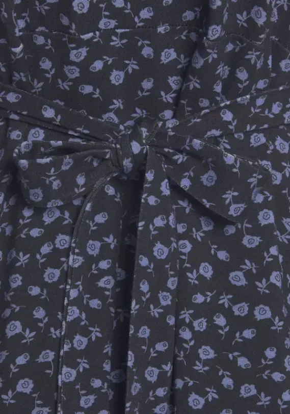 Kurze Kleider|Vivance Jerseykleid Schwarz-Blau-Geblumt