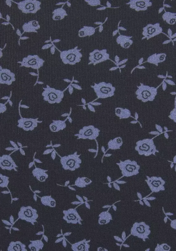 Kurze Kleider|Vivance Jerseykleid Schwarz-Blau-Geblumt