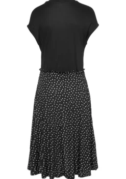 Kurze Kleider|Beachtime Jerseykleid Schwarz-Gepunktet-Bedruckt