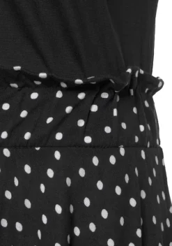 Kurze Kleider|Beachtime Jerseykleid Schwarz-Gepunktet-Bedruckt