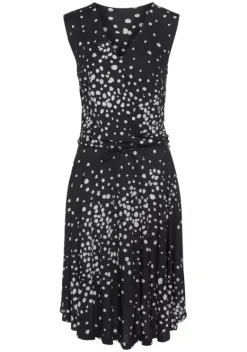 Kurze Kleider|Vivance Jerseykleid Schwarz-Weis-Bedruckt