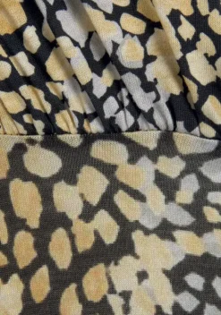Kurze Kleider|s.Oliver Jerseykleid Schwarz-Gelb Bedruckt
