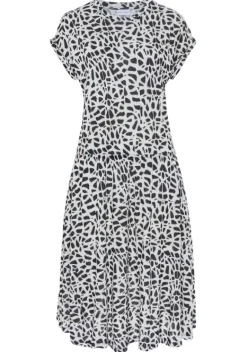 Strandmode|LASCANA Jerseykleid Creme-Schwarz Bedruckt
