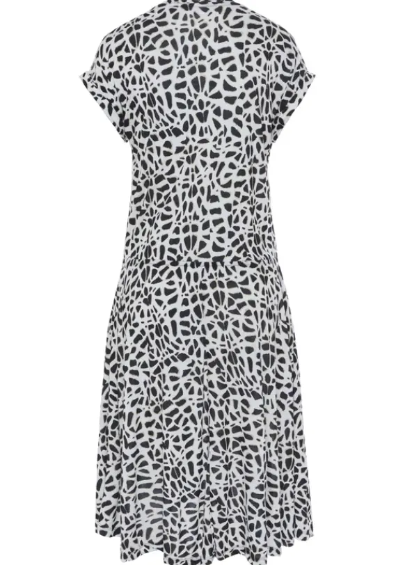 Strandmode|LASCANA Jerseykleid Creme-Schwarz Bedruckt