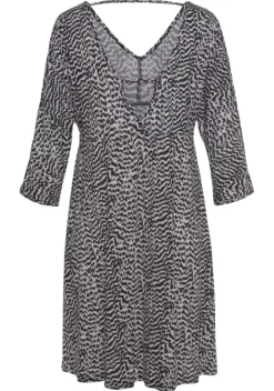 Kurze Kleider|Vivance Jerseykleid Schwarz-Weis Bedruckt