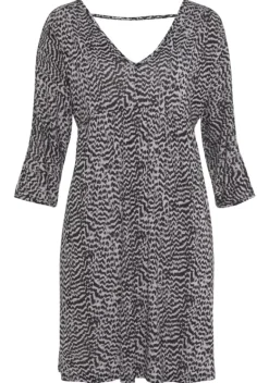 Kurze Kleider|Vivance Jerseykleid Schwarz-Weis Bedruckt