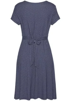 Kurze Kleider|Vivance Jerseykleid Blau-Marine-Gemustert