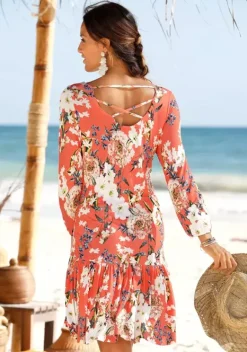 Kurze Kleider|s.Oliver Jerseykleid Koralle-Bedruckt