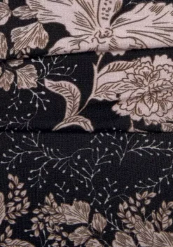 Kurze Kleider|Vivance Jerseykleid Schwarz-Rose-Bedruckt