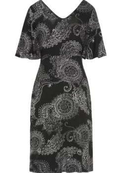 Strandkleider|Vivance Jerseykleid Schwarz-Weis Bedruckt
