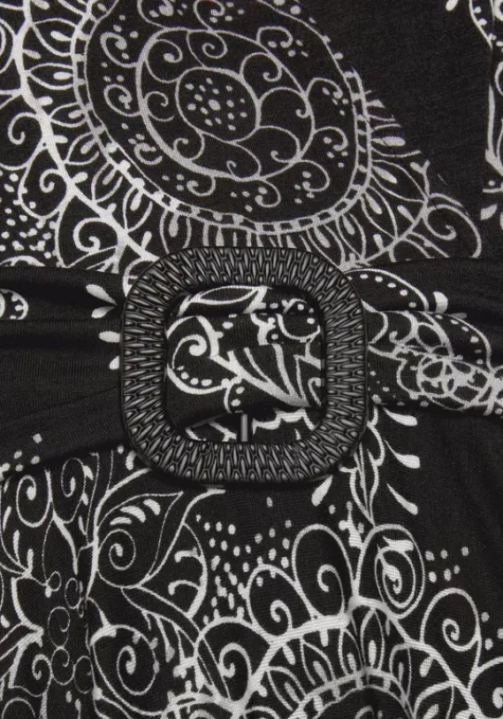 Strandkleider|Vivance Jerseykleid Schwarz-Weis Bedruckt