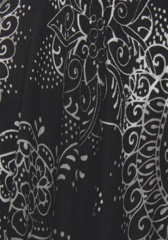 Strandkleider|Vivance Jerseykleid Schwarz-Weis Bedruckt