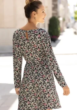 Kurze Kleider|LASCANA Jerseykleid Schwarz-Bedruckt