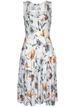 Kurze Kleider|Vivance Jerseykleid Grau-Meliert-Bedruckt