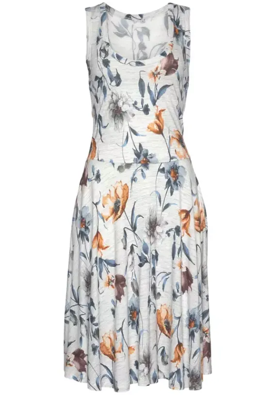 Kurze Kleider|Vivance Jerseykleid Grau-Meliert-Bedruckt