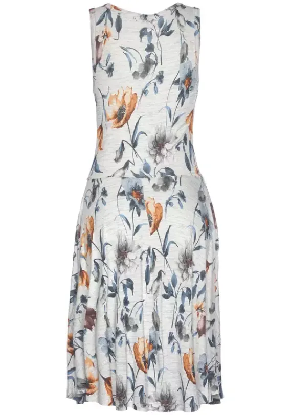 Kurze Kleider|Vivance Jerseykleid Grau-Meliert-Bedruckt