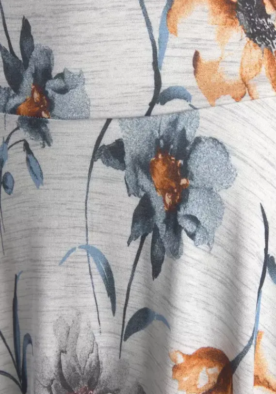 Kurze Kleider|Vivance Jerseykleid Grau-Meliert-Bedruckt