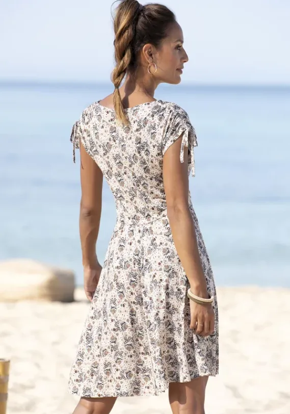 Kurze Kleider|Vivance Jerseykleid Beige-Bedruckt