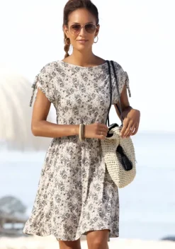 Kurze Kleider|Vivance Jerseykleid Beige-Bedruckt