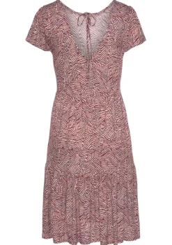 Kurze Kleider|Vivance Jerseykleid Rot-Apricot-Blau Bedruckt