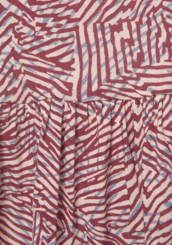 Kurze Kleider|Vivance Jerseykleid Rot-Apricot-Blau Bedruckt