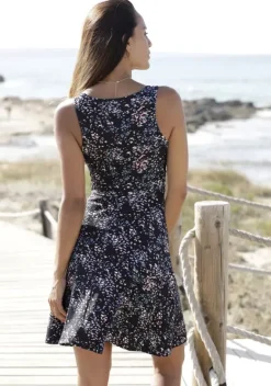 Kurze Kleider|Vivance Jerseykleid Schwarz-Rose-Bedruckt