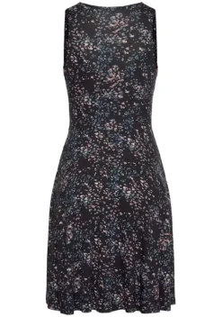 Kurze Kleider|Vivance Jerseykleid Schwarz-Rose-Bedruckt