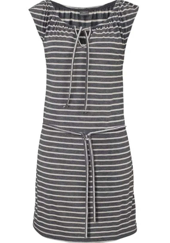 Kurze Kleider|Venice Beach Jerseykleid Anthrazit-Weis-Gestreift