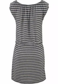 Kurze Kleider|Venice Beach Jerseykleid Anthrazit-Weis-Gestreift
