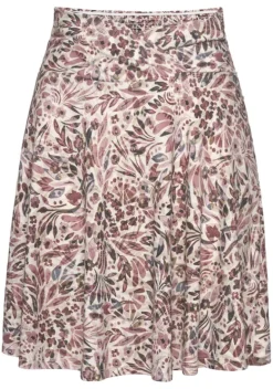 Rocke|Vivance Jerseyrock Creme-Mauve Bedruckt