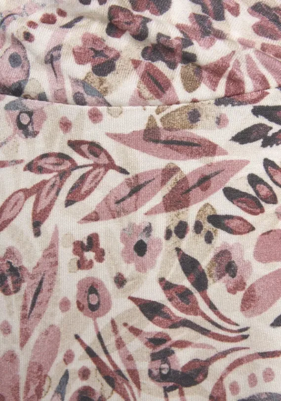 Rocke|Vivance Jerseyrock Creme-Mauve Bedruckt