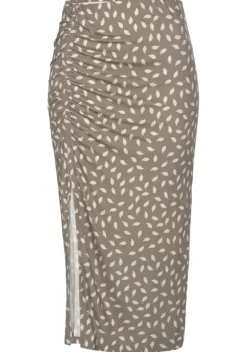 Rocke|Vivance Jerseyrock Taupe-Creme Bedruckt