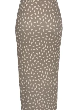 Rocke|Vivance Jerseyrock Taupe-Creme Bedruckt