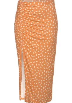 Rocke|Vivance Jerseyrock Orange-Creme Bedruckt