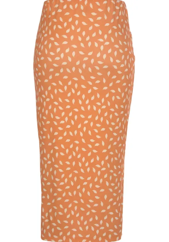 Rocke|Vivance Jerseyrock Orange-Creme Bedruckt