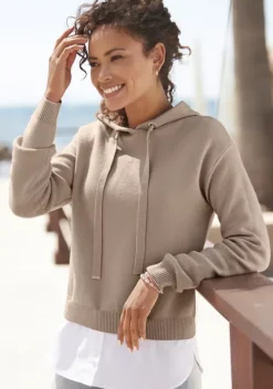 Pullover|Vivance Kapuzenpullover Beige