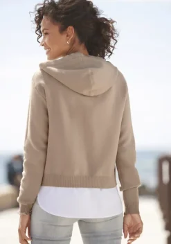 Pullover|Vivance Kapuzenpullover Beige