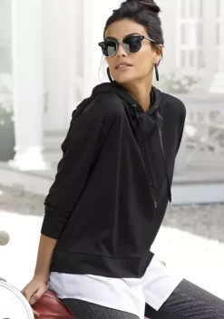 Homewear-Oberteile|LASCANA Kapuzenshirt Schwarz