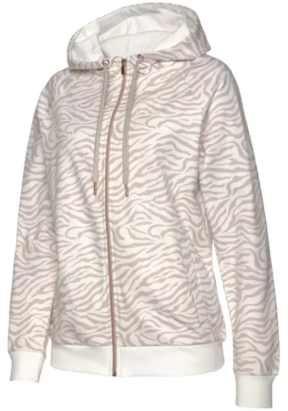 Strandmode|LASCANA Kapuzensweatjacke"/ Sweatshirtjacke Mit Details In Rosegold" Beige-Nougat