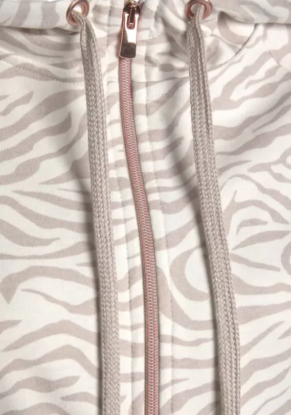 Strandmode|LASCANA Kapuzensweatjacke"/ Sweatshirtjacke Mit Details In Rosegold" Beige-Nougat