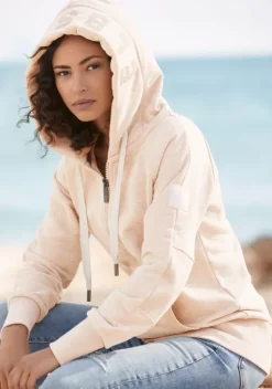 Jacken & Mantel|Elbsand Kapuzensweatjacke"Kelina" Creme-Meliert