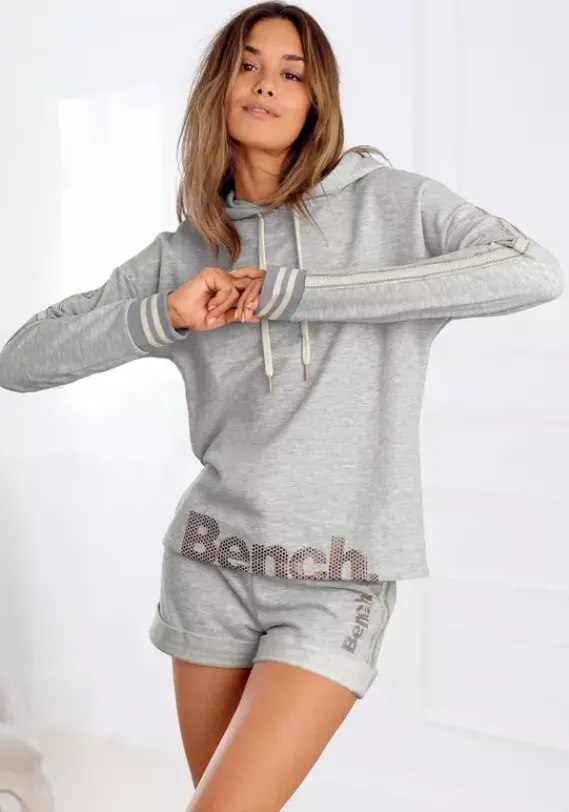 Damenshirts|Bench. Kapuzensweatshirt Grau-Meliert
